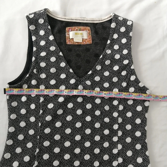 Anthropologie Maeve Polka Dot Jacquard V-Neck Tank Blouse in Black White XS - Picture 14 of 16